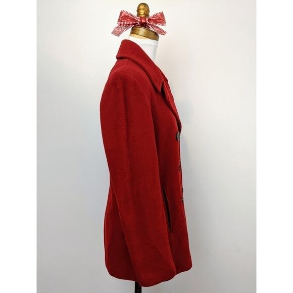 Calvin Klein Red Pea Coat Wool Recycled Cashmere - Picture 2 of 6